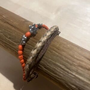 Orange and Brown Beaded Bracelet Set